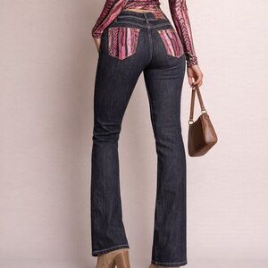 VTG COOGI Australia Juniors 15/16 Low Rise Jeans Knit Pocket Y2K McBling Pink